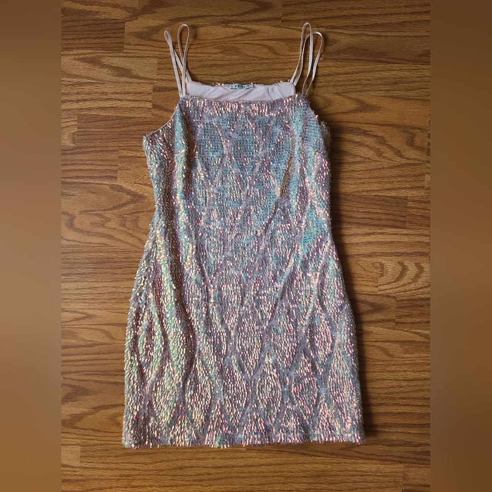 VENUS Iridescent Sequin Mini Dress